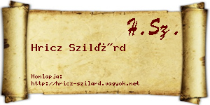 Hricz Szilárd névjegykártya