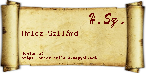 Hricz Szilárd névjegykártya
